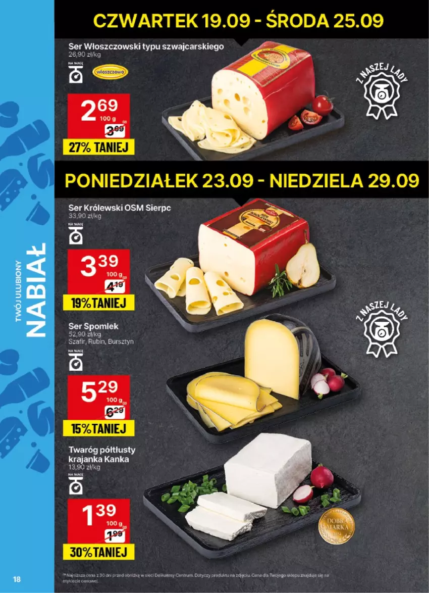 Gazetka promocyjna Delikatesy Centrum - NOWA GAZETKA Delikatesy Centrum od 23 września! 23-29.09.2024 - ważna 23.09 do 29.09.2024 - strona 18 - produkty: Bursztyn, Cars, Królewski, Rubin, Ser, Włoszczowski