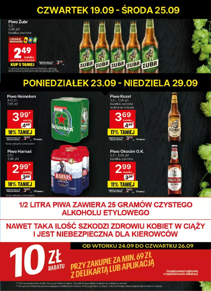 Gazetka promocyjna Delikatesy Centrum - NOWA GAZETKA Delikatesy Centrum od 23 września! 23-29.09.2024 - ważna 23.09 do 29.09.2024 - strona 27 - produkty: Dron, Fa, Gra, Harnaś, Heineken, Kozel, Piec, Piwa, Piwo