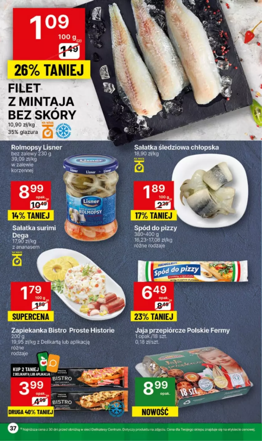 Gazetka promocyjna Delikatesy Centrum - NOWA GAZETKA Delikatesy Centrum od 11 marca! 11-17.03.2024 - ważna 11.03 do 17.03.2024 - strona 37 - produkty: Filet z mintaja, Glazura, Jaja, Lazur, Lisner, Mintaj, Mop, Rum, Sałat, Sałatka, Zapiekanka