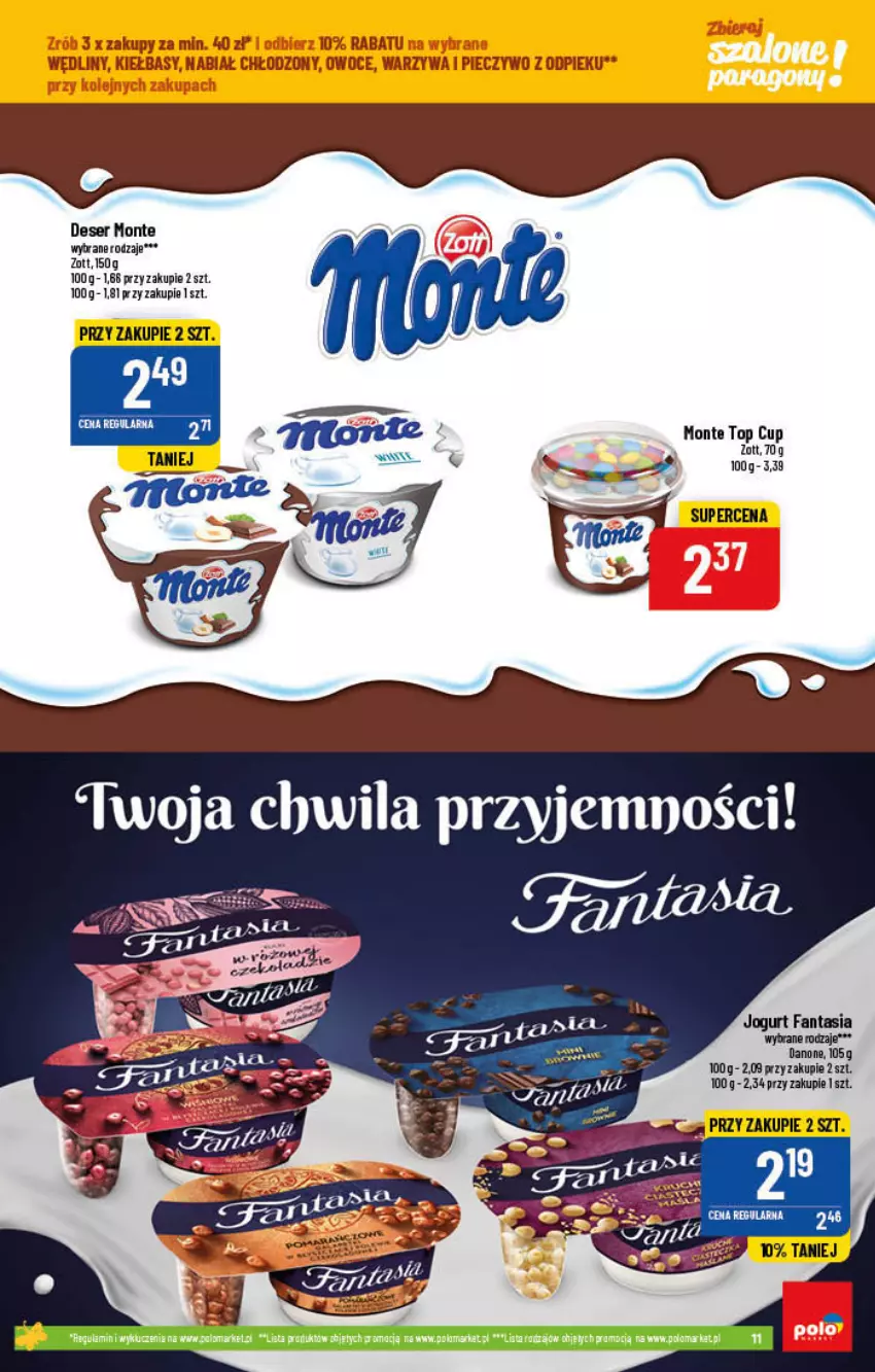 Gazetka promocyjna PoloMarket - Gazetka pomocyjna - ważna 23.03 do 29.03.2022 - strona 11 - produkty: Danone, Deser, Fa, Fanta, Jogurt, Monte, Owoce, Piec, Pieczywo, Ser, Top, Warzywa, Zott