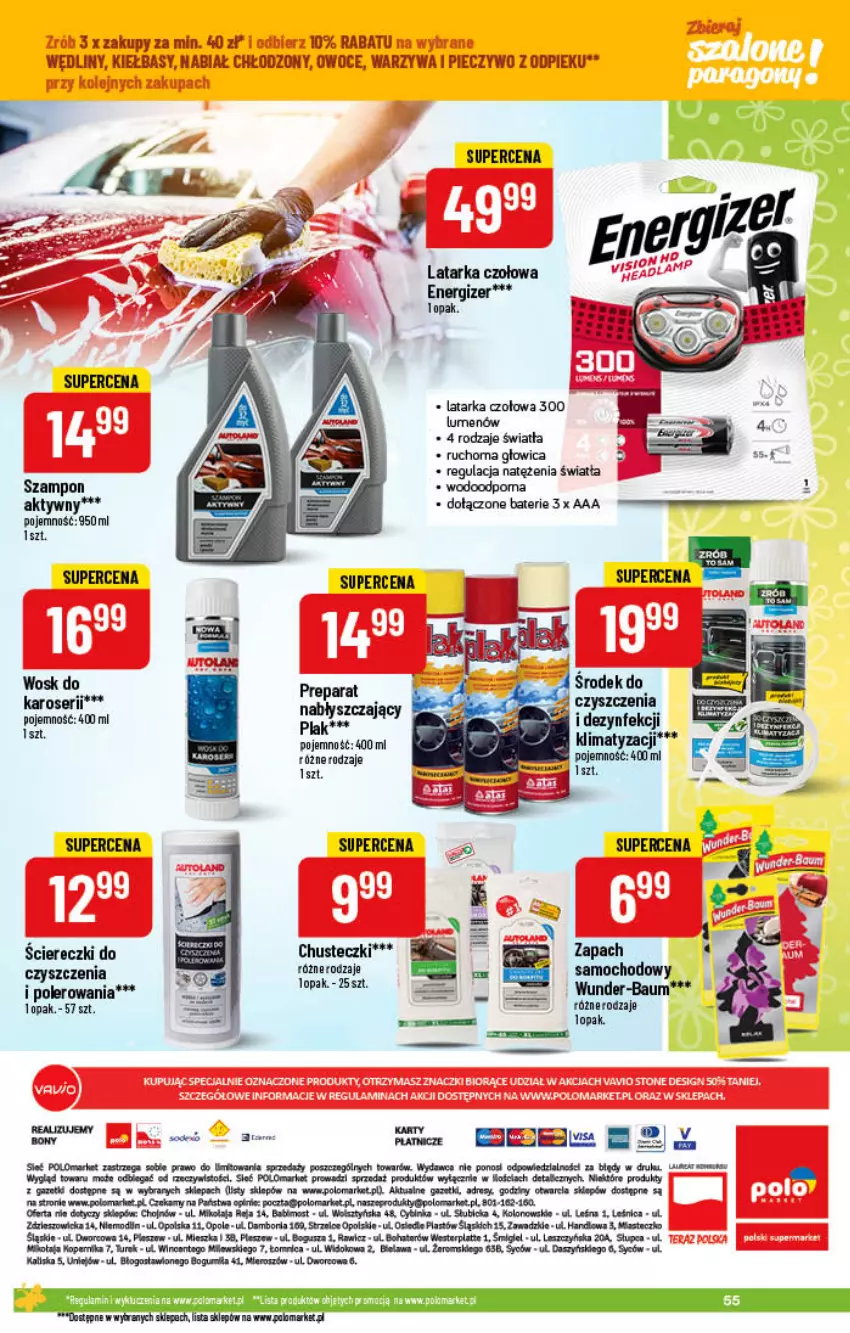 Gazetka promocyjna PoloMarket - Gazetka pomocyjna - ważna 23.03 do 29.03.2022 - strona 55 - produkty: BIC, Chusteczki, Energizer, Inka, Latarka, Latarka czołowa, Owoce, Piec, Pieczywo, Rum, Ser, Szampon, Tarka, Warzywa