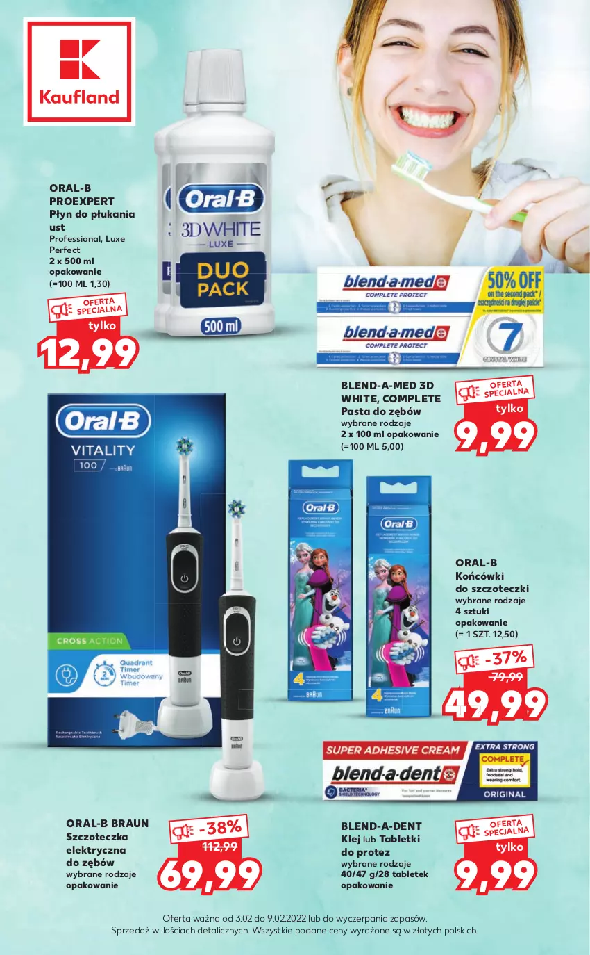 Gazetka promocyjna Kaufland - Oferta specjalna - ważna 03.02 do 09.02.2022 - strona 2 - produkty: Blend-a-Med, Braun, Klej, Końcówki do szczoteczk, Pasta do zębów, Płyn do płukania, Szczoteczka, Tablet