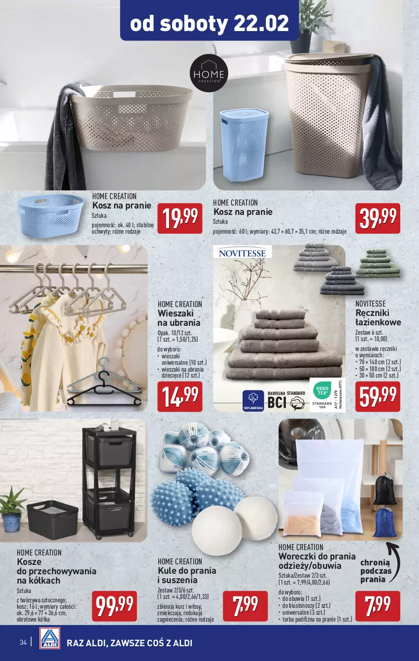 Gazetka promocyjna Aldi - Pełna oferta - ważna 17.02 do 22.02.2025 - strona 34 - produkty: Biustonosz, Dzieci, Kosz, Ręcznik, Torba, Ubrania, Uchwyty, Wełna, Wieszak