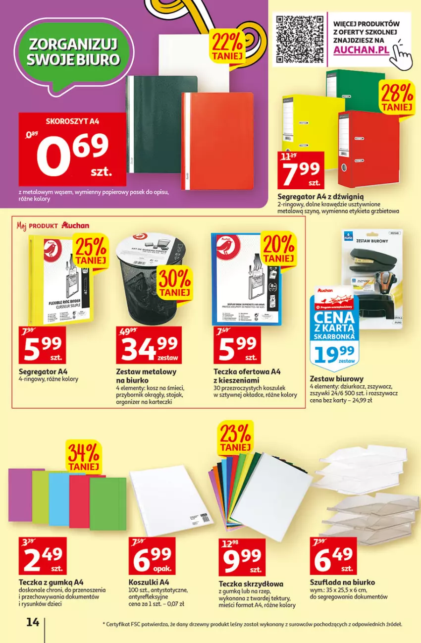 Gazetka promocyjna Auchan - Szkoła oszczędzania Temat Szkolne przeOferty Hipermarkety - ważna 09.08 do 17.08.2022 - strona 14 - produkty: Biurko, Biuro, Dzieci, Dźwig, Kosz, Organizer, Stojak