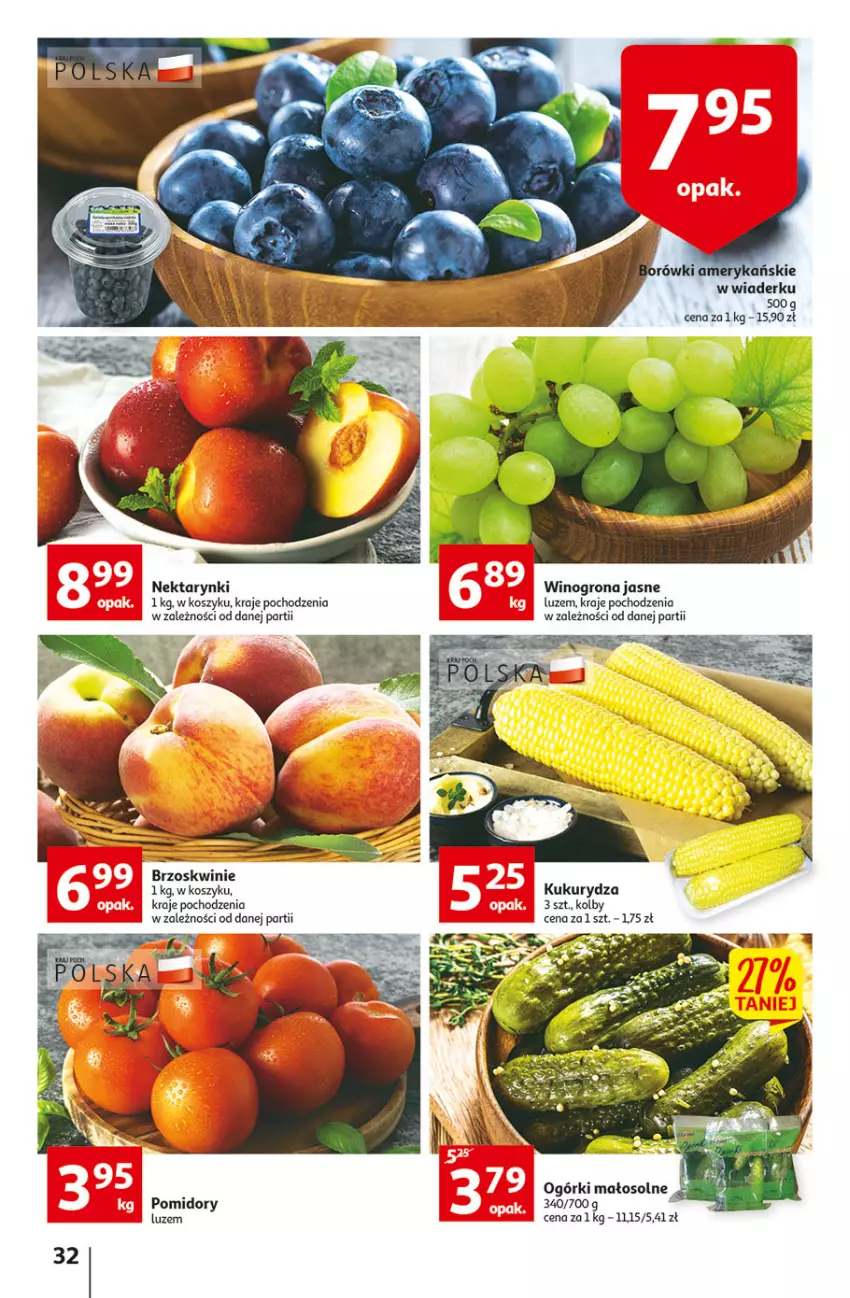 Gazetka promocyjna Auchan - Szkoła oszczędzania Temat Szkolne przeOferty Hipermarkety - ważna 09.08 do 17.08.2022 - strona 32 - produkty: Brzoskwinie, Kosz, Kukurydza, Nektar, Pomidory, Wino, Winogrona