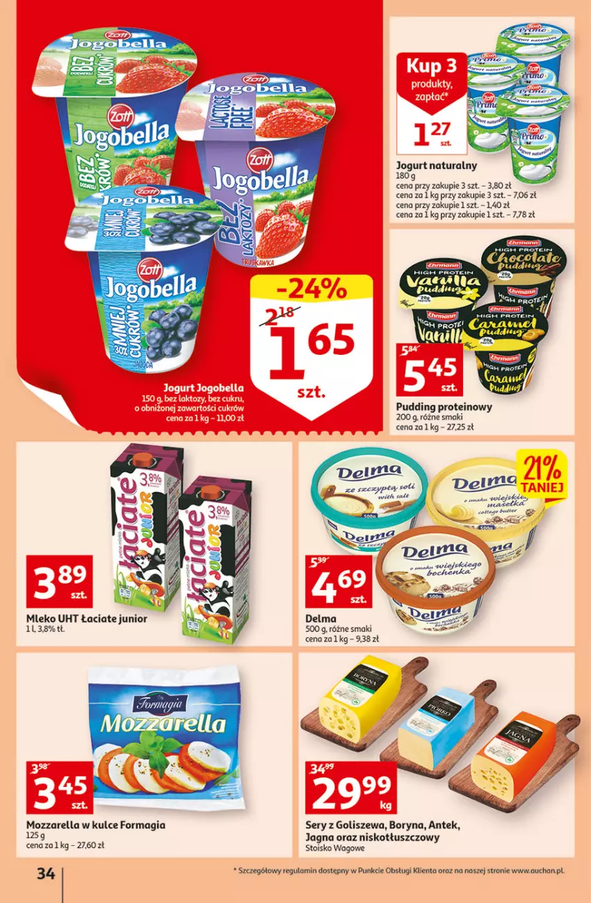 Gazetka promocyjna Auchan - Szkoła oszczędzania Temat Szkolne przeOferty Hipermarkety - ważna 09.08 do 17.08.2022 - strona 34 - produkty: BIC, Delma, Jogurt, Jogurt naturalny, Mleko, Mozzarella, Pudding, Ser