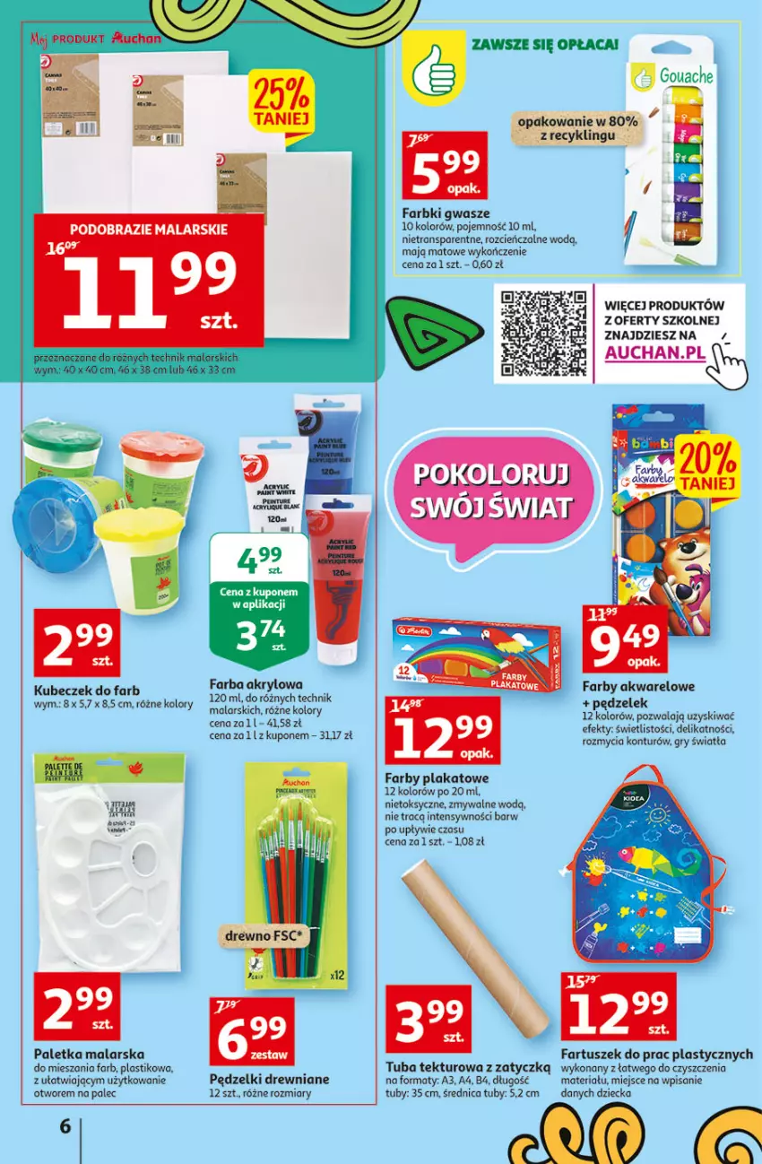 Gazetka promocyjna Auchan - Szkoła oszczędzania Temat Szkolne przeOferty Hipermarkety - ważna 09.08 do 17.08.2022 - strona 6 - produkty: Cień, Fa, Farba akrylowa, Gry, Tran, Tusz