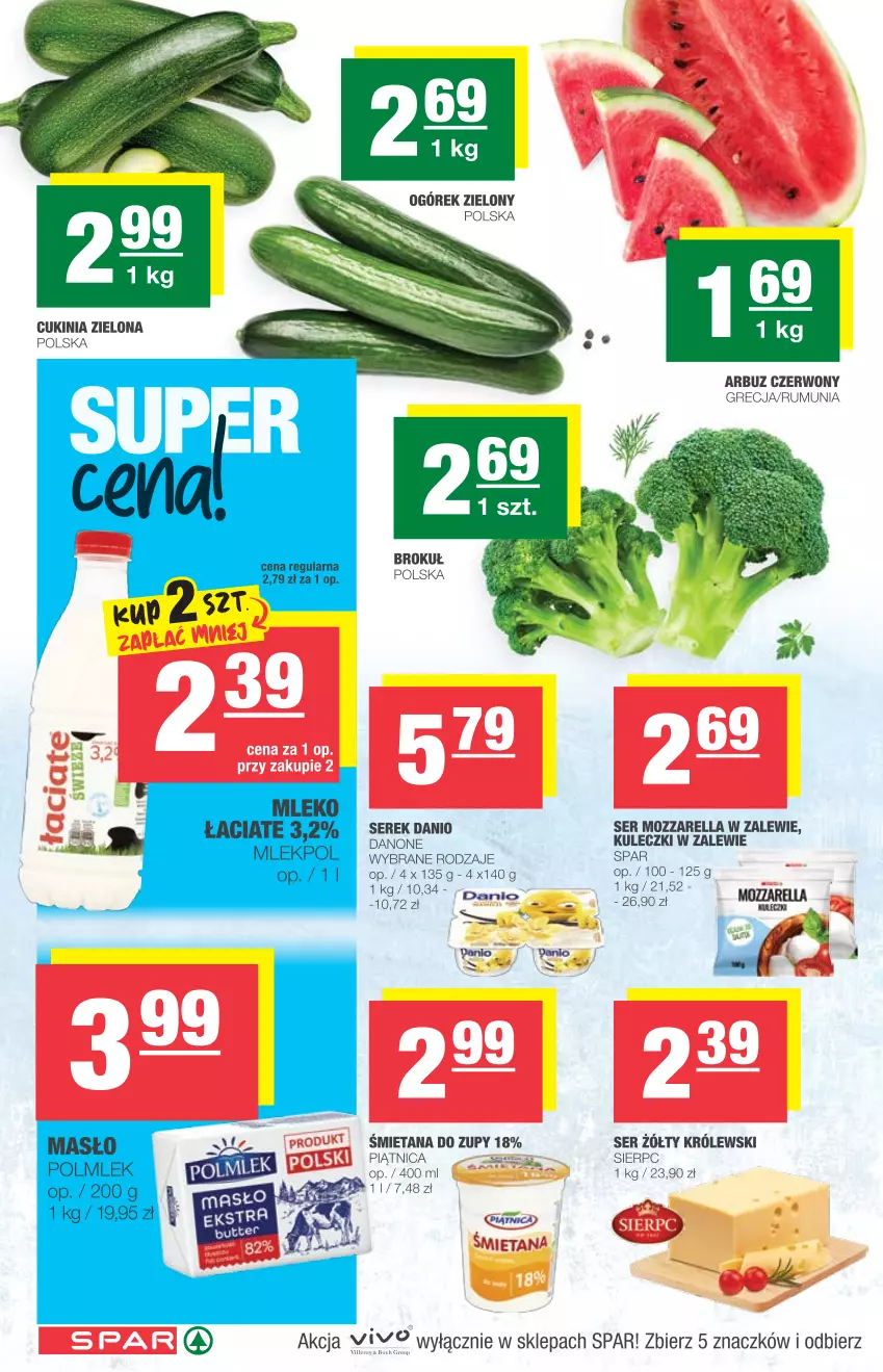 Gazetka promocyjna Spar - Eurospar - ważna 28.07 do 03.08.2021 - strona 2 - produkty: Arbuz, Danio, Danone, Królewski, Mozzarella, Ogórek, Piątnica, Rum, Ser, Serek