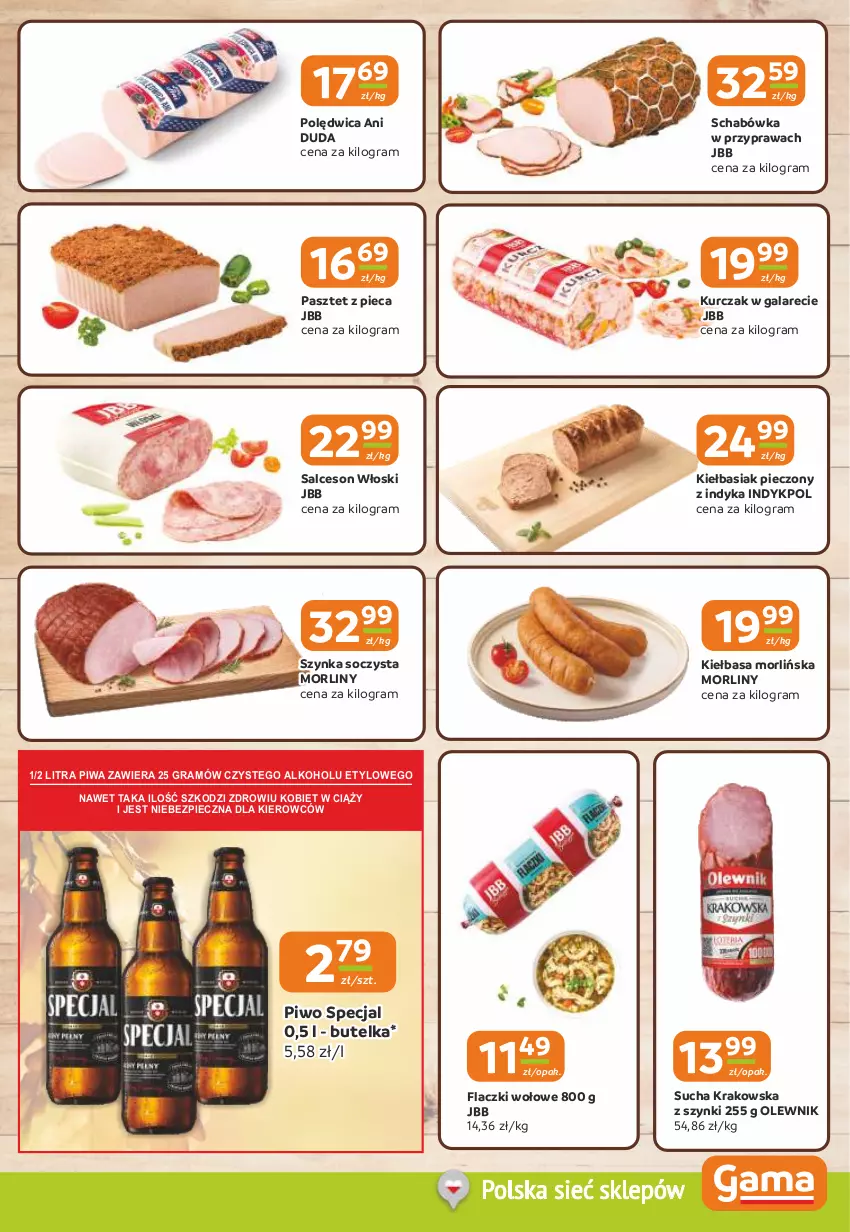 Gazetka promocyjna Gama - Gazetka Gama - ważna 13.11 do 25.11.2025 - strona 3 - produkty: Basia, Duda, Flaczki wołowe, Gala, Gra, Kiełbasa, Kurczak, Morliny, Olewnik, Pasztet, Piec, Piwa, Piwo, Polędwica, Salceson, Szynka