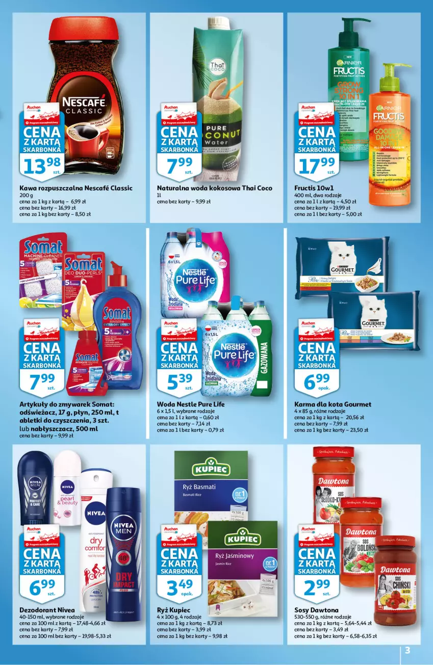 Gazetka promocyjna Auchan - Skarbonka #30 - ważna 29.07 do 04.08.2021 - strona 3 - produkty: Dawtona, Dezodorant, Fructis, Kawa, Kawa rozpuszczalna, Kokos, Kupiec, LANA, Nivea, Piec, Pur, Ryż, Somat, Sos, Woda