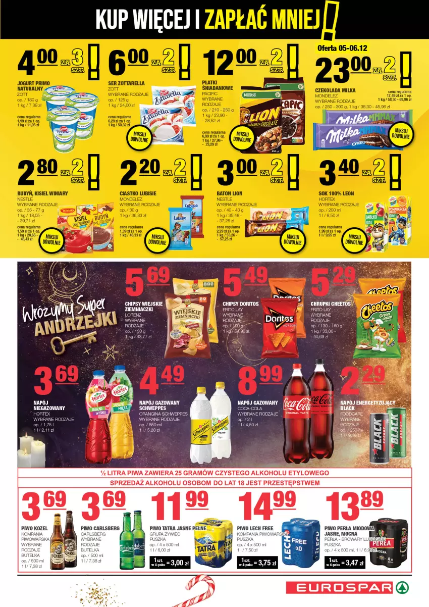 Gazetka promocyjna Spar - EuroSpar - ważna 26.11 do 06.12.2023 - strona 7 - produkty: Carlsberg, Cheetos, Chipsy, Chrupki, Coca-Cola, Gin, Kozel, Lack, Lorenz, Napój, Napój gazowany, Napój niegazowany, Piwo, Schweppes