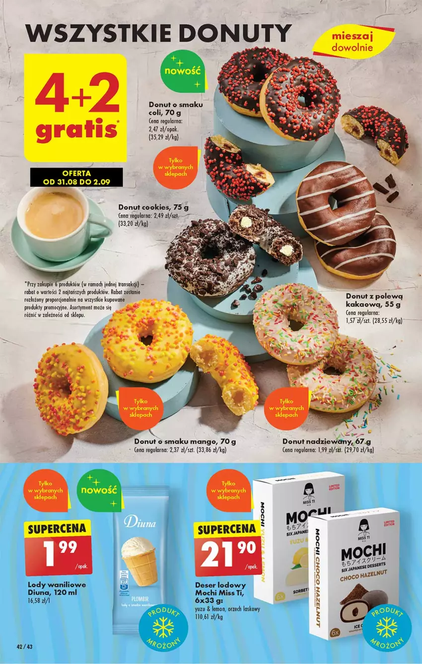 Gazetka promocyjna Biedronka - Od czwartku - ważna 31.08 do 06.09.2023 - strona 42 - produkty: Deser, Donut, Gra, Kakao, Lody, Mango, Nuty, Por, Rama, Ser, Tran