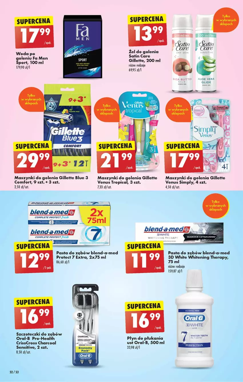 Gazetka promocyjna Biedronka - Od czwartku - ważna 31.08 do 06.09.2023 - strona 52 - produkty: Blend-a-Med, Fa, Gillette, Gillette Venus, Pasta do zębów, Płyn do płukania, Por, Sati, Sport, Tropical, Venus, Woda, Woda po goleniu