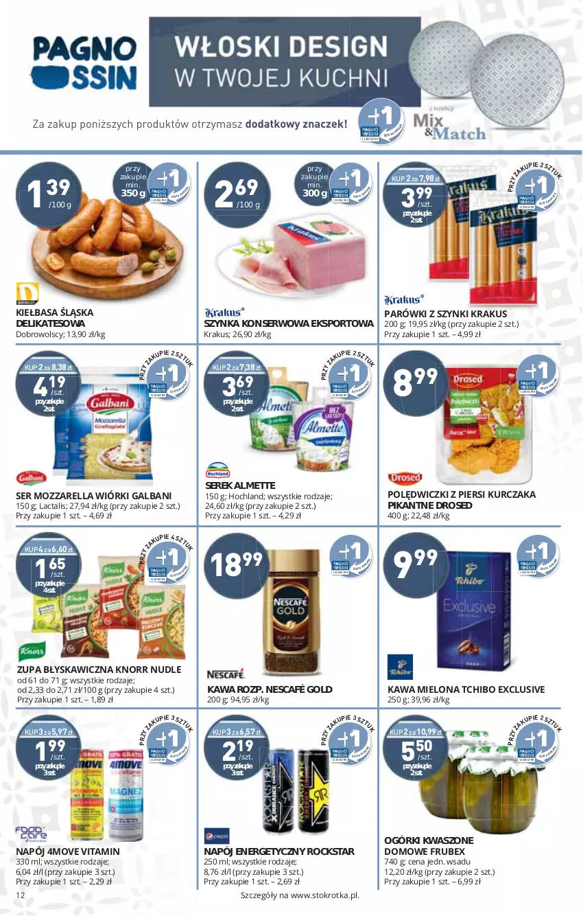 Gazetka promocyjna Stokrotka - Supermarket - ważna 25.11 do 01.12.2021 - strona 12 - produkty: Almette, Kawa, Napój, Napój energetyczny, Nescafé, Por, Ser, Serek, Sport, Szynka, Szynka konserwowa