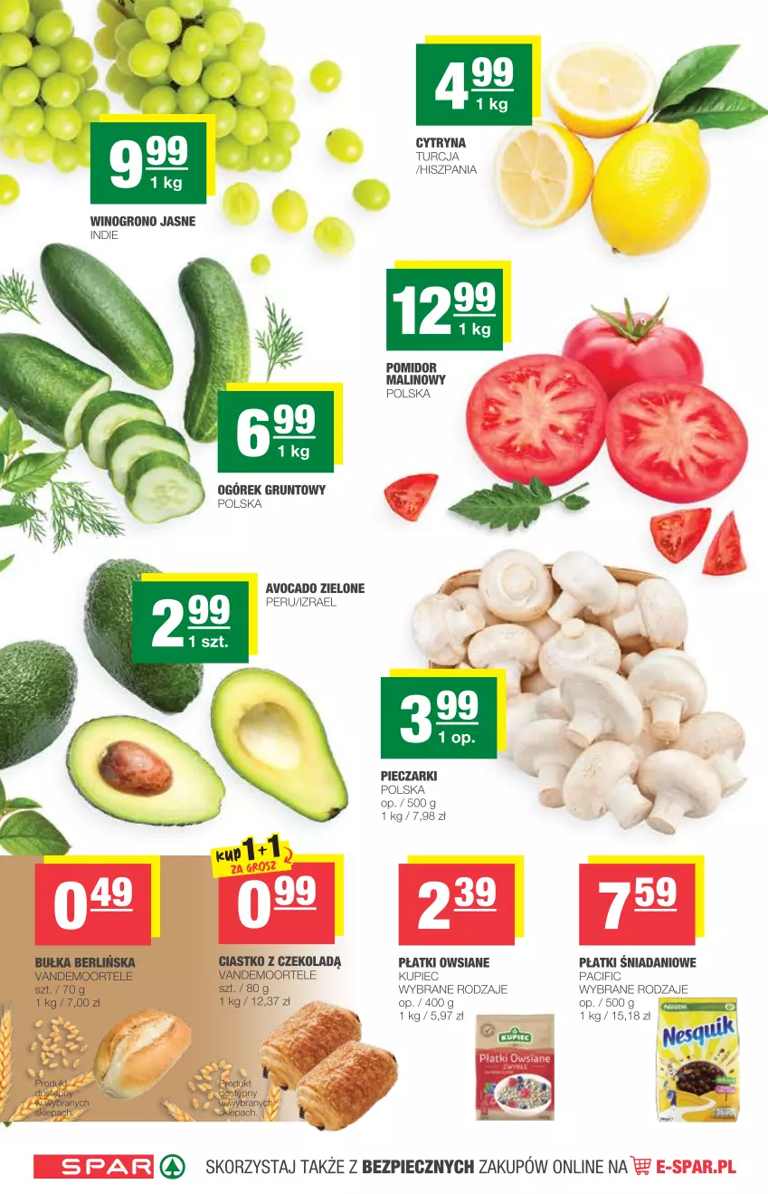 Gazetka promocyjna Spar - Spar - ważna 14.04 do 20.04.2021 - strona 2 - produkty: Avocado, Bułka, Cif, Danio, Grunt, Kupiec, Nesquik, Ogórek, Piec, Płatki owsiane, Pomidor malinowy, Wino