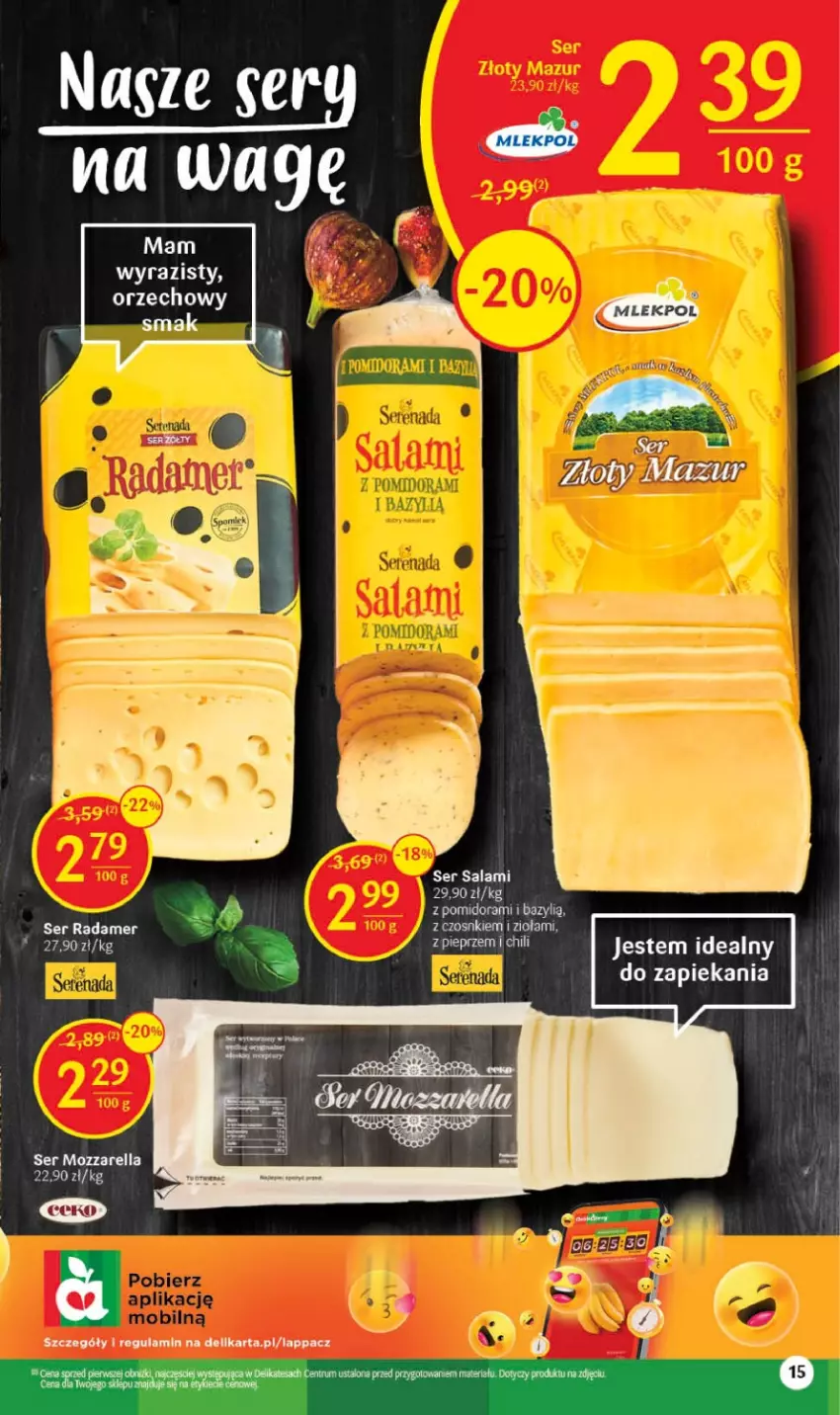 Gazetka promocyjna Delikatesy Centrum - Gazetka DC36 - ważna 14.09 do 20.09.2023 - strona 15 - produkty: Bazyl, Mozzarella, Pieprz, Radamer, Salami, Ser, Ser salami