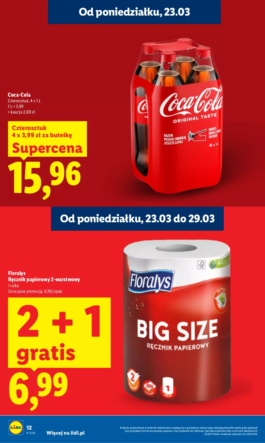 Gazetka promocyjna Lidl - Gazetka ważna od 23.03 do 25.03 - ważna 23.03 do 25.03.2026 - strona 12 - produkty: Coca-Cola, Flora, Gra, Papier, Ręcznik