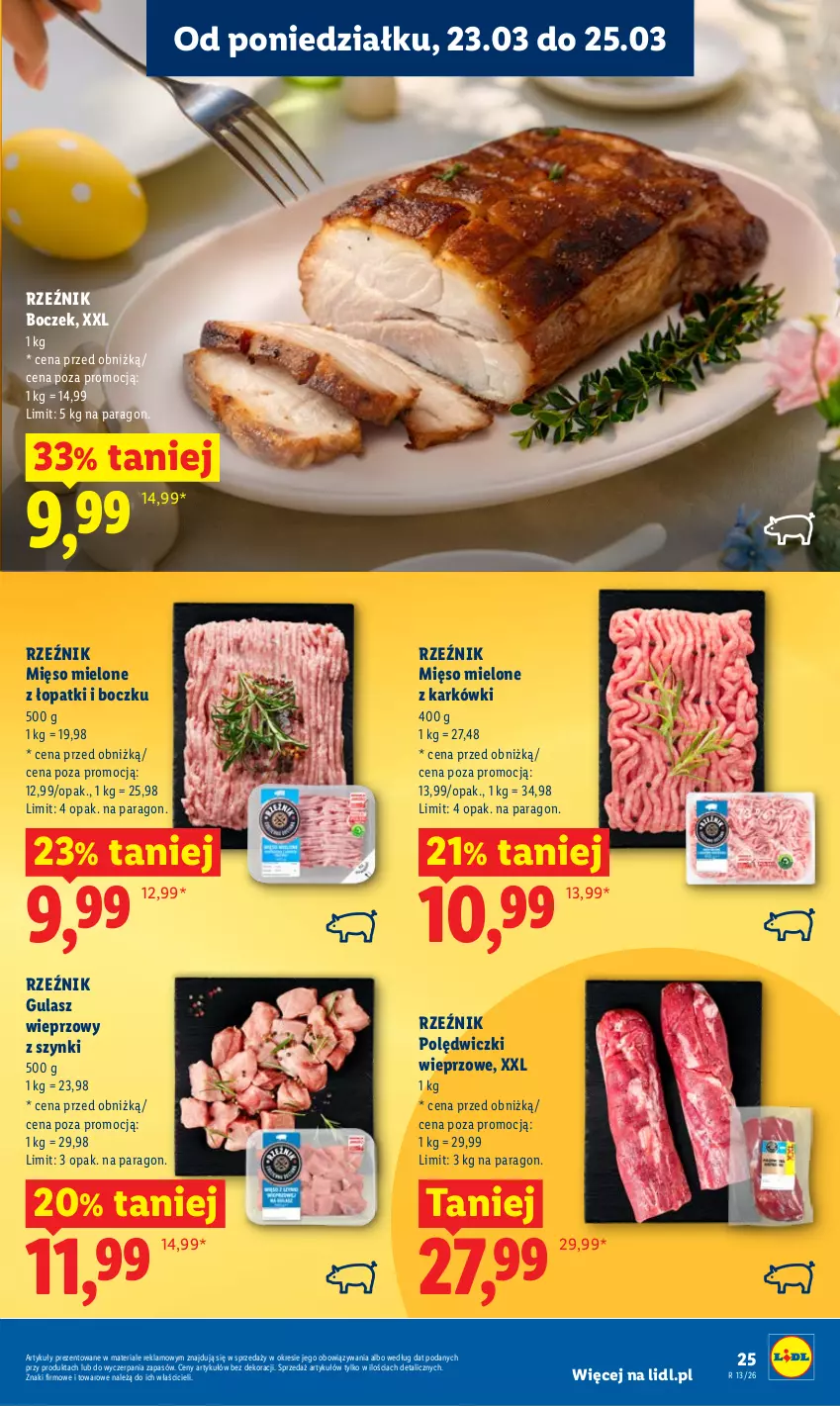 Gazetka promocyjna Lidl - Gazetka ważna od 23.03 do 25.03 - ważna 23.03 do 25.03.2026 - strona 25 - produkty: Boczek, Mięso, Mięso mielone