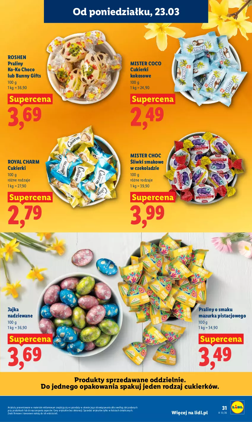 Gazetka promocyjna Lidl - Gazetka ważna od 23.03 do 25.03 - ważna 23.03 do 25.03.2026 - strona 31 - produkty: Cukier, Cukierki, Kokos, Praliny