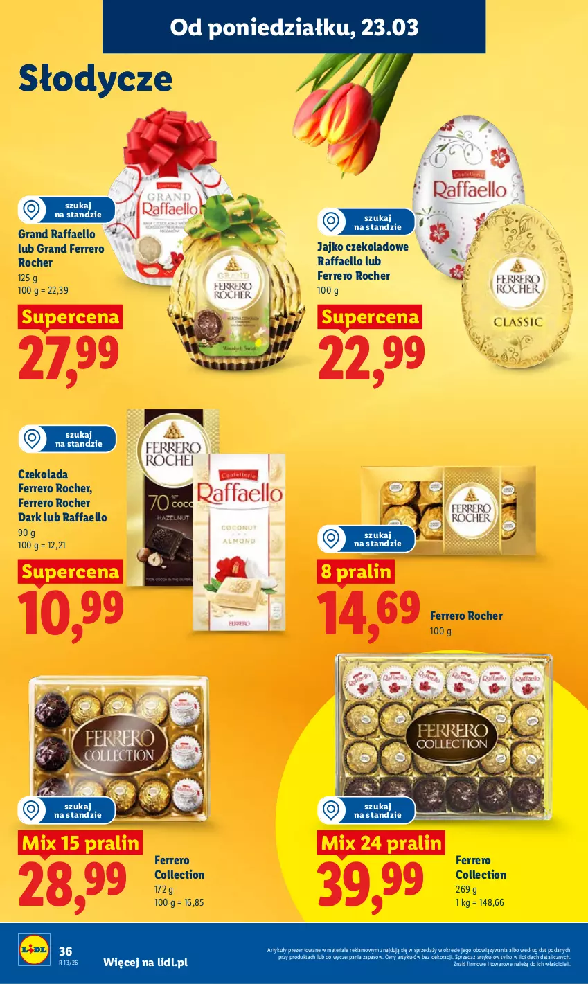 Gazetka promocyjna Lidl - Gazetka ważna od 23.03 do 25.03 - ważna 23.03 do 25.03.2026 - strona 36 - produkty: Czekolada, Fa, Ferrero, Ferrero Rocher, Gra, Raffaello