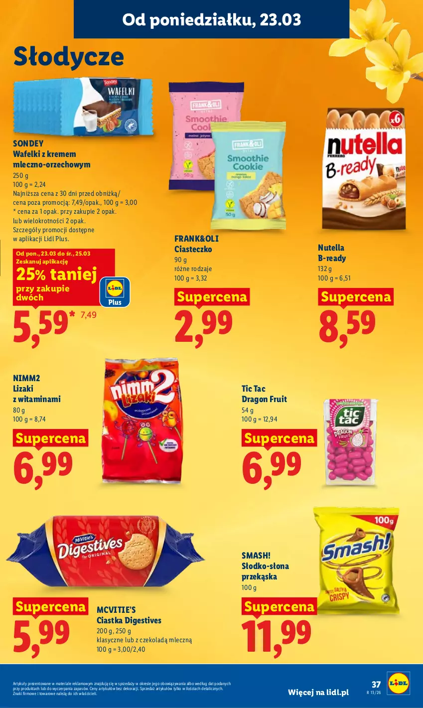 Gazetka promocyjna Lidl - Gazetka ważna od 23.03 do 25.03 - ważna 23.03 do 25.03.2026 - strona 37 - produkty: Ciastka, Lizaki, Nimm2, Nutella