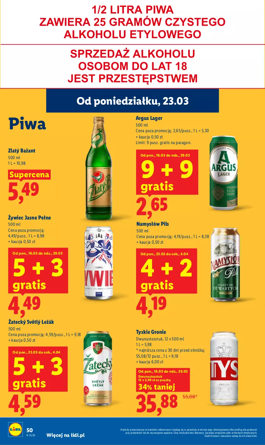 Gazetka promocyjna Lidl - Gazetka ważna od 23.03 do 25.03 - ważna 23.03 do 25.03.2026 - strona 50 - produkty: Gra, Namysłów, Piwa, Tyskie