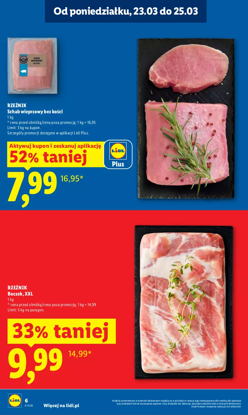 Gazetka promocyjna Lidl - Gazetka ważna od 23.03 do 25.03 - ważna 23.03 do 25.03.2026 - strona 6 - produkty: Boczek, Schab wieprzowy