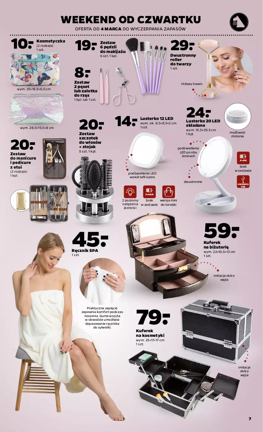 Gazetka promocyjna Netto - ważna 01.03 do 06.03.2021 - strona 7 - produkty: Kosmetyczka, Makijaż, Manicure i pedicure, Przewód, Ręcznik, Roller, Stojak