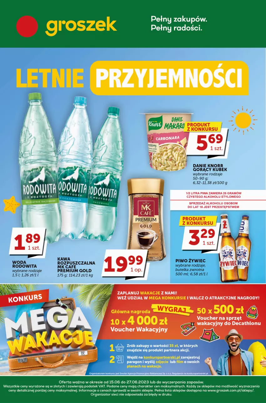 Gazetka promocyjna Groszek - ważna 15.06 do 27.06.2023 - strona 1 - produkty: Gra, Groszek, Kawa, Knorr, Kubek, Piwa, Piwo, Woda