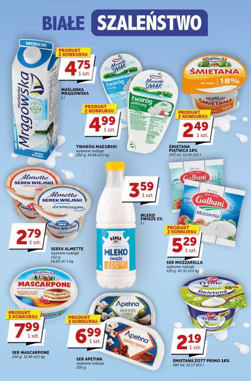 Gazetka promocyjna Groszek - ważna 15.06 do 27.06.2023 - strona 3 - produkty: Almette, Mascarpone, Maślanka, Mleko, Mozzarella, Piątnica, Ser, Serek, Serek wiejski, Szal, Twaróg, Zott, Zott Primo