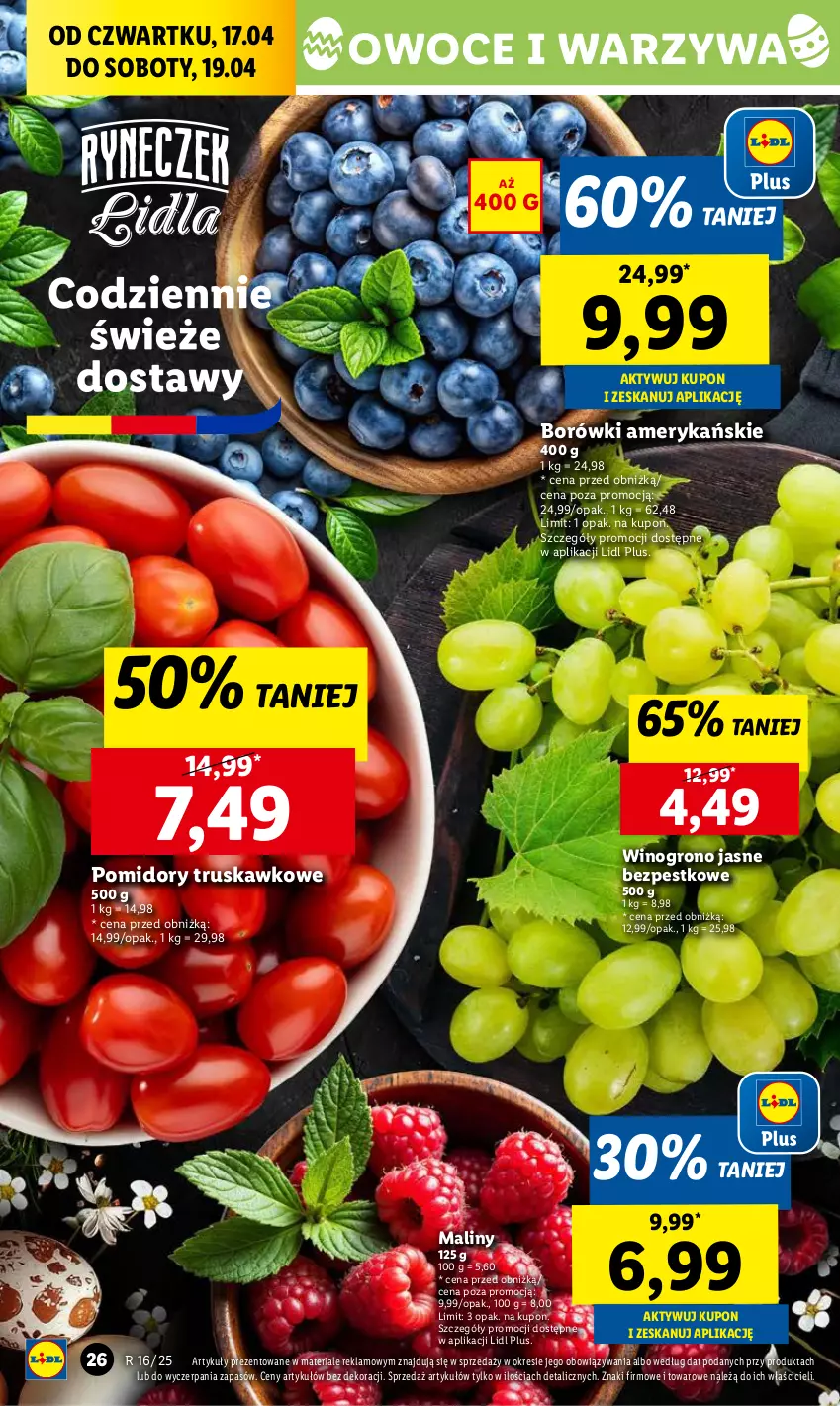 Gazetka promocyjna Lidl - GAZETKA - ważna 17.04 do 19.04.2025 - strona 28 - produkty: Maliny, Owoce, Pomidory, Warzywa, Wino