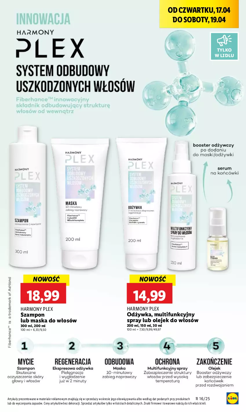 Gazetka promocyjna Lidl - GAZETKA - ważna 17.04 do 19.04.2025 - strona 65 - produkty: Maska, Maska do włosów, Odżywka, Olej, Szampon