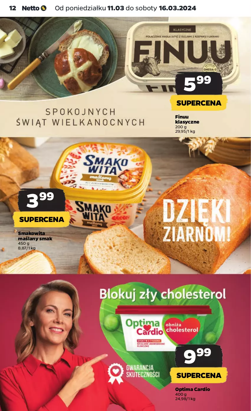 Gazetka promocyjna Netto - Artykuły spożywcze - ważna 11.03 do 16.03.2024 - strona 12 - produkty: Finuu, Optima, Optima Cardio, Smakowita