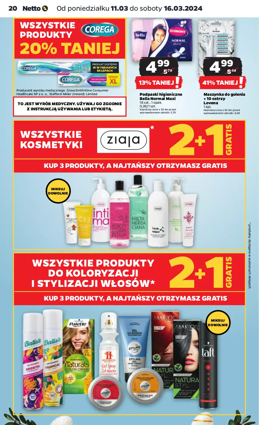 Gazetka promocyjna Netto - Artykuły spożywcze - ważna 11.03 do 16.03.2024 - strona 20 - produkty: Bell, Bella, Gra, Maszynka, Maszynka do golenia, Podpaski, Szynka