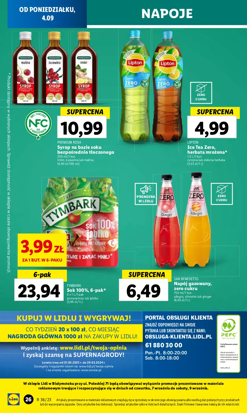 Gazetka promocyjna Lidl - GAZETKA - ważna 04.09 do 06.09.2023 - strona 40 - produkty: Gin, Gra, Gry, Herbata, Ice tea, Imbir, Lipton, Mola, Napój, Napój gazowany, Napoje, Sok, Syrop, Tymbark