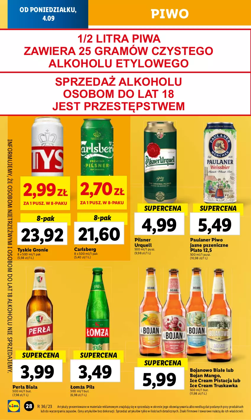 Gazetka promocyjna Lidl - GAZETKA - ważna 04.09 do 06.09.2023 - strona 42 - produkty: Carlsberg, Gra, Mango, Perła, Pilsner Urquell, Piwa, Piwo, Piwo jasne, Tyskie