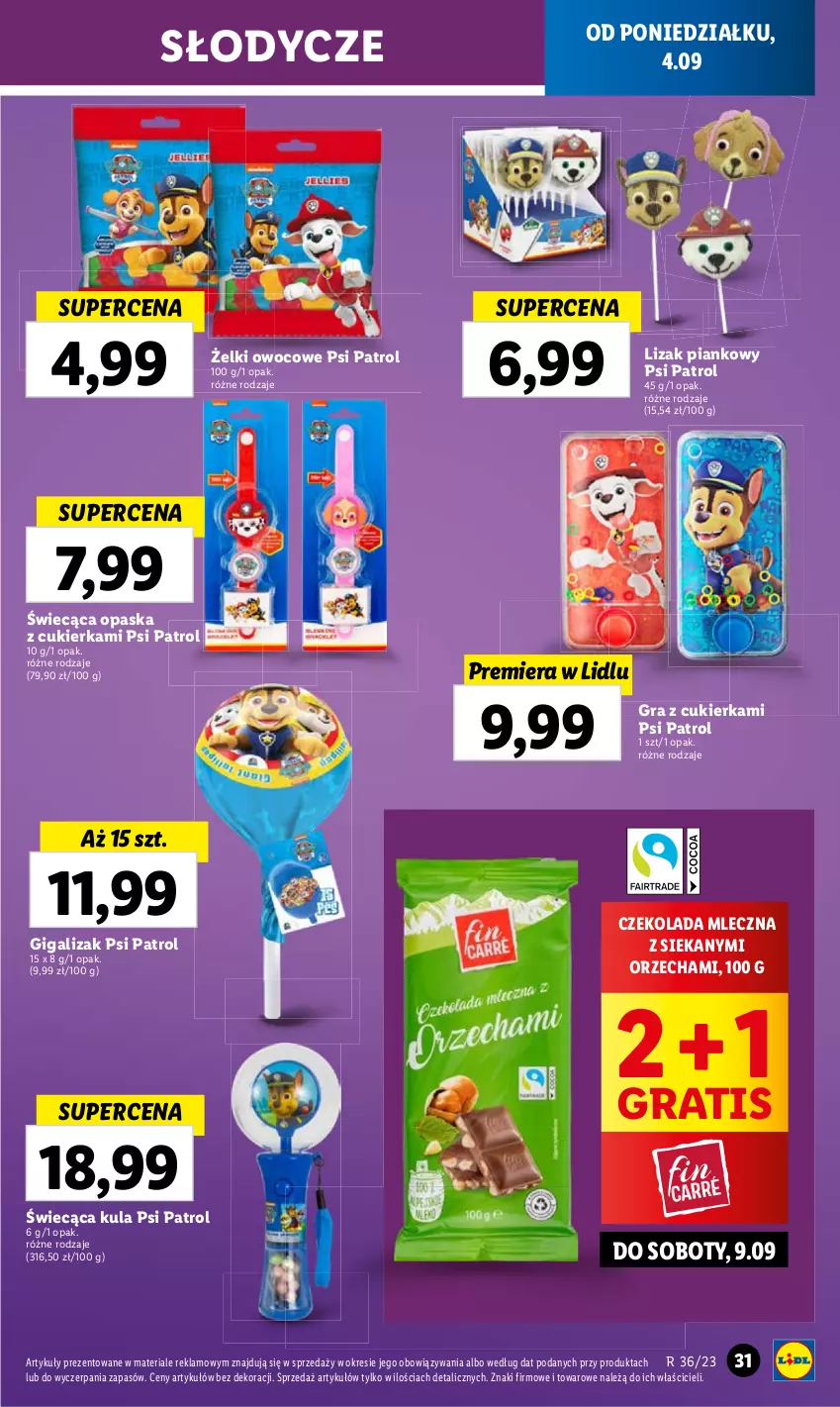 Gazetka promocyjna Lidl - GAZETKA - ważna 04.09 do 06.09.2023 - strona 45 - produkty: Cukier, Gra, Opaska, Psi Patrol