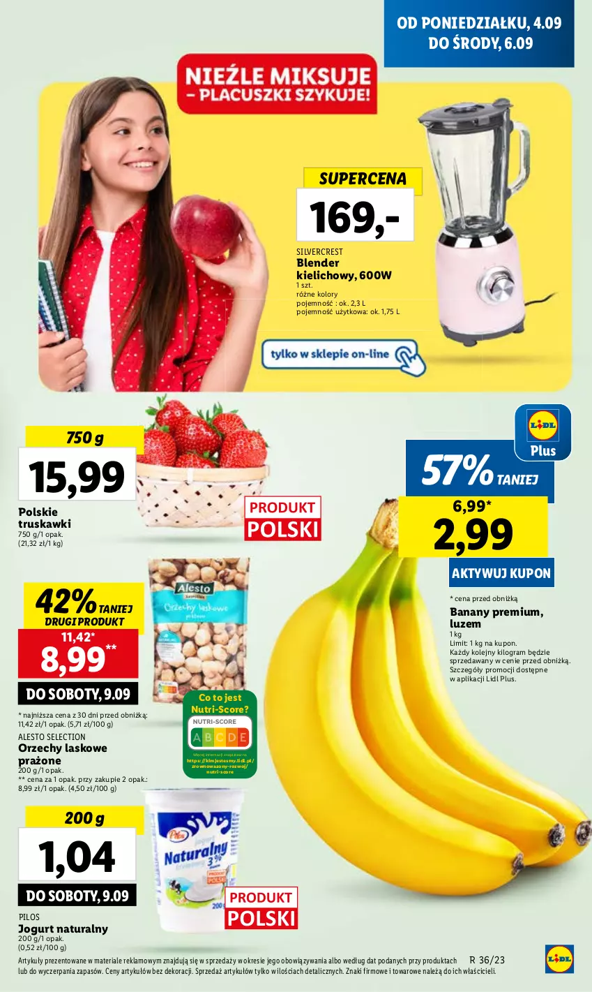 Gazetka promocyjna Lidl - GAZETKA - ważna 04.09 do 06.09.2023 - strona 7 - produkty: Banany, Blender, Gra, Jogurt, Jogurt naturalny, Olej, Pilos, Silvercrest, Truskawki, Wazon