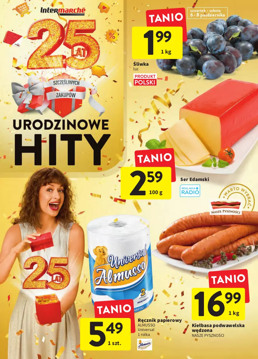 Gazetka promocyjna Intermarche - Gazetka Intermarche - ważna 06.10 do 12.10.2022 - strona 12 - produkty: Edam, Kiełbasa, Kiełbasa podwawelska, Mus, Papier, Ręcznik, Ser, Wawel