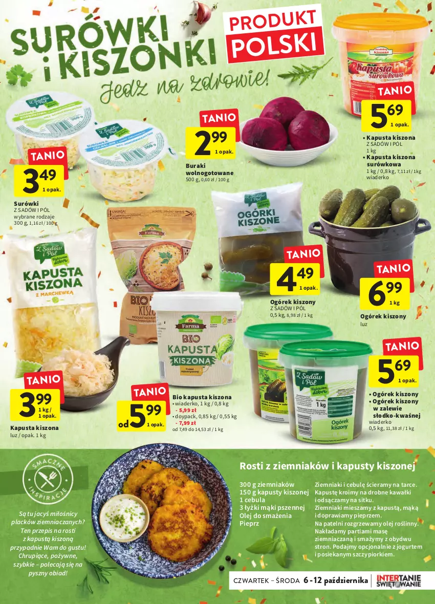 Gazetka promocyjna Intermarche - Gazetka Intermarche - ważna 06.10 do 12.10.2022 - strona 13 - produkty: Buraki, Cebula, Jogurt, Kapustą, Kawa, Lack, Ogórek, Olej, Olej roślinny, Pieprz, Ziemniaki