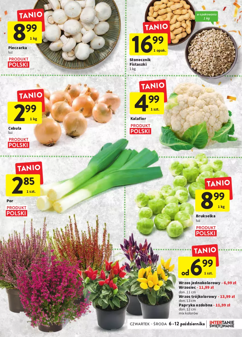 Gazetka promocyjna Intermarche - Gazetka Intermarche - ważna 06.10 do 12.10.2022 - strona 15 - produkty: Brukselka, Cebula, Kalafior, Papryka, Piec, Pieczarka, Por