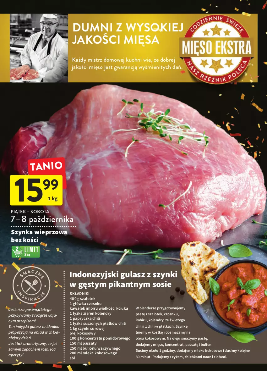 Gazetka promocyjna Intermarche - Gazetka Intermarche - ważna 06.10 do 12.10.2022 - strona 16 - produkty: Blender, Bulion, Chleb, Imbir, Kawa, Kokos, Lion, Mięso, Mleko, Mleko kokosowe, Olej, Olej kokosowy, Ryż, Sok, Sól, Sos, Szal, Szynka, Szynka wieprzowa, Wałek