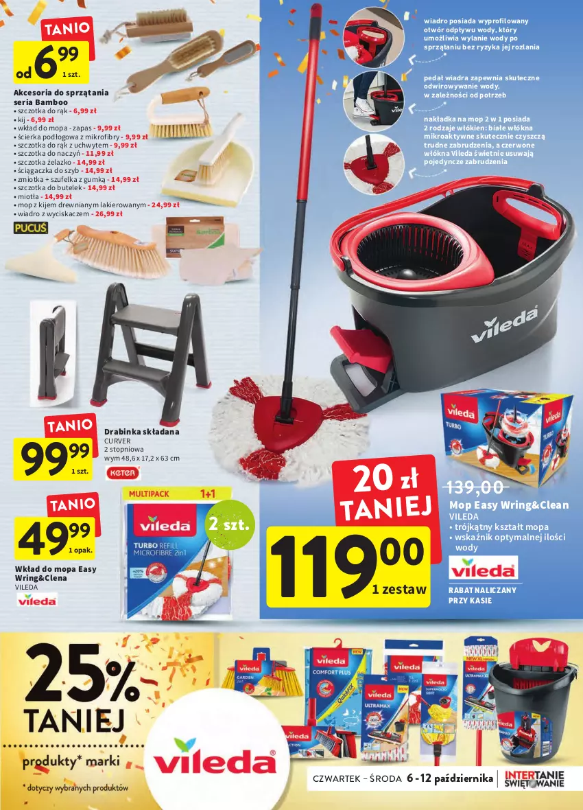 Gazetka promocyjna Intermarche - Gazetka Intermarche - ważna 06.10 do 12.10.2022 - strona 37 - produkty: Inka, Kije, Lakier, Miotła, Mop, Ser, Szczotka, Szufelka, Top, Vileda, Wiadro, Wiadro z wyciskaczem, Wkład do mopa