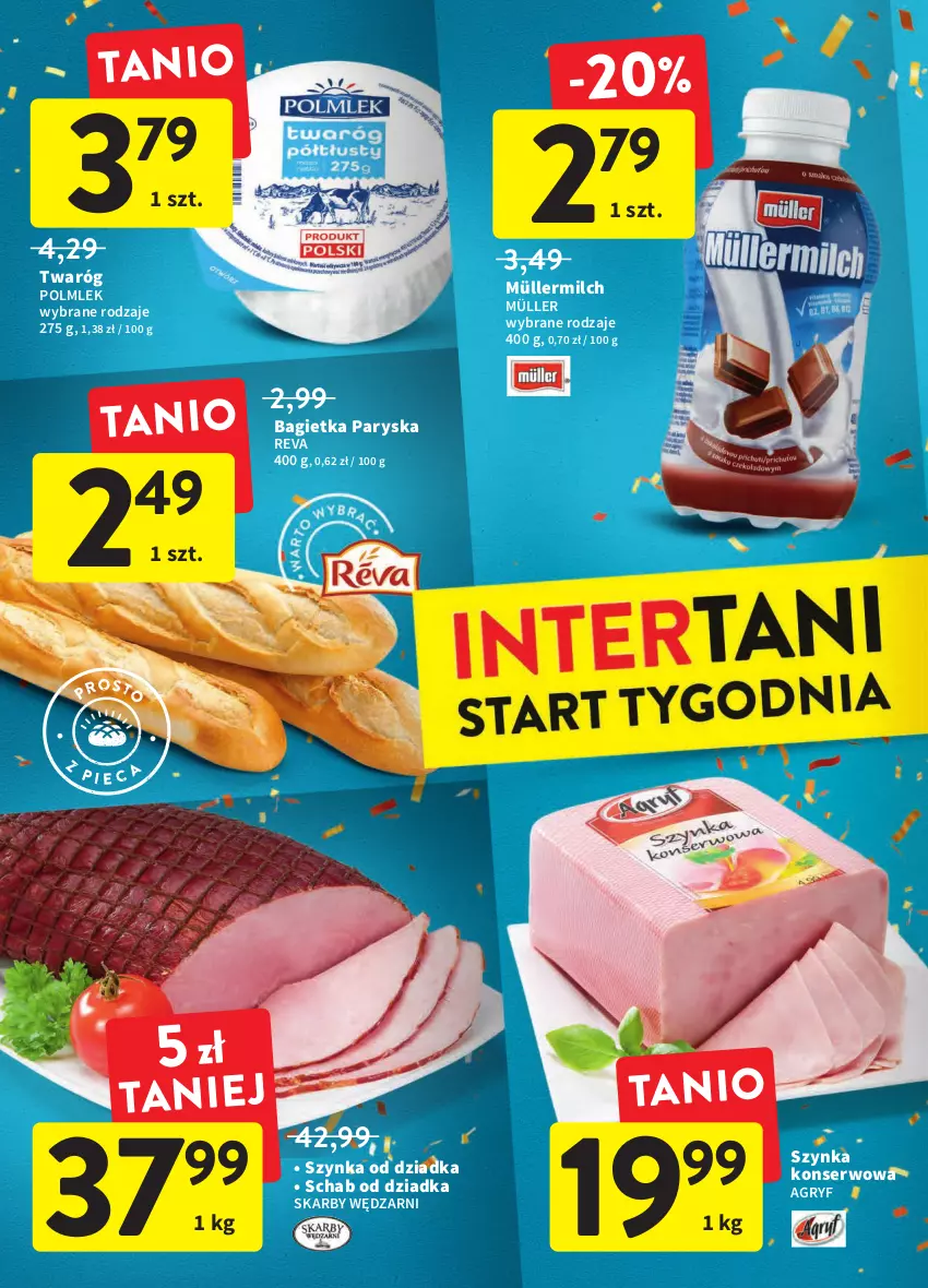 Gazetka promocyjna Intermarche - Gazetka Intermarche - ważna 06.10 do 12.10.2022 - strona 38 - produkty: Bagietka, Gry, Müller, Müllermilch, POLMLEK, Ser, Szynka, Szynka konserwowa, Twaróg