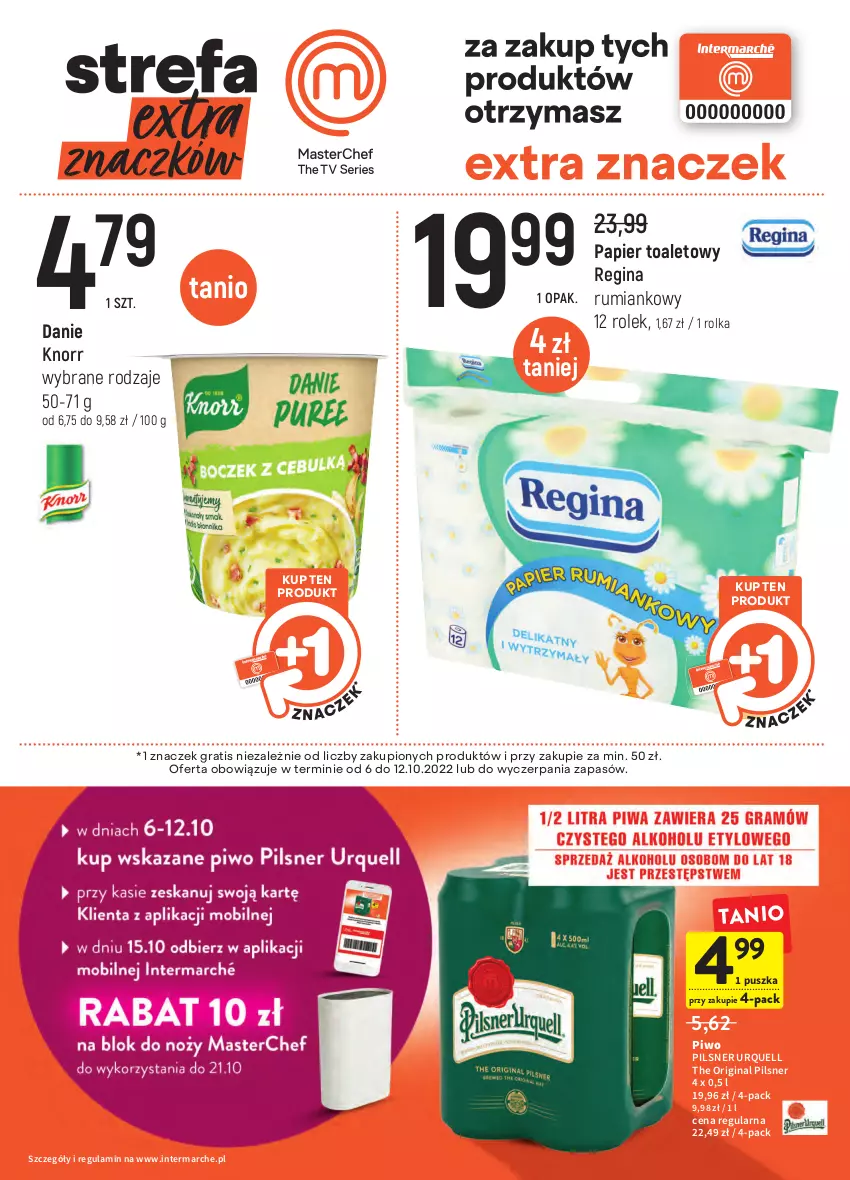 Gazetka promocyjna Intermarche - Gazetka Intermarche - ważna 06.10 do 12.10.2022 - strona 5 - produkty: Gin, Gra, Knorr, Papier, Papier toaletowy, Pilsner Urquell, Piwo, Rum