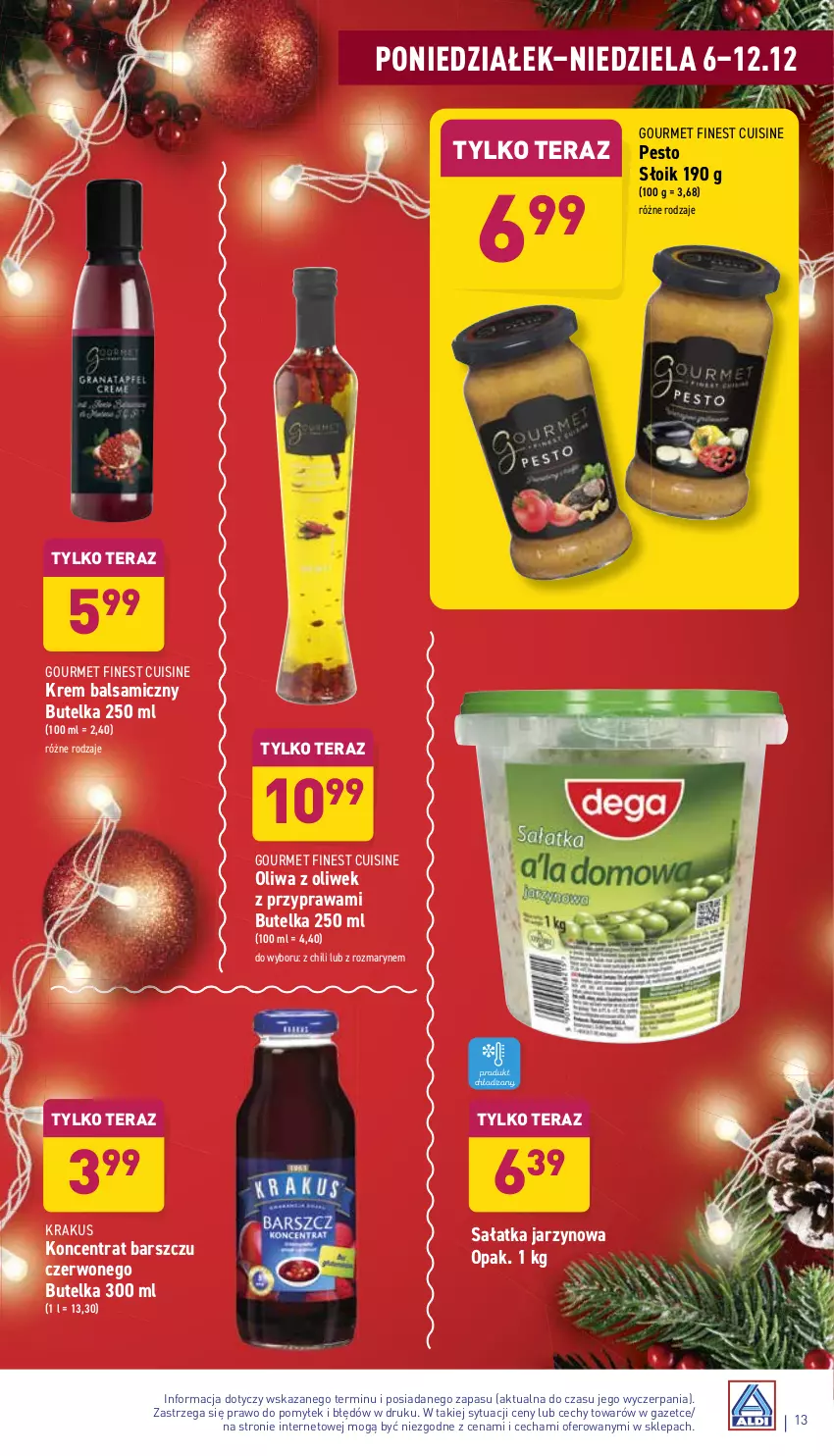 Gazetka promocyjna Aldi - ważna 06.12 do 12.12.2021 - strona 13 - produkty: Krakus, Oliwa z oliwek, Pesto, Sałat, Sałatka, Tera