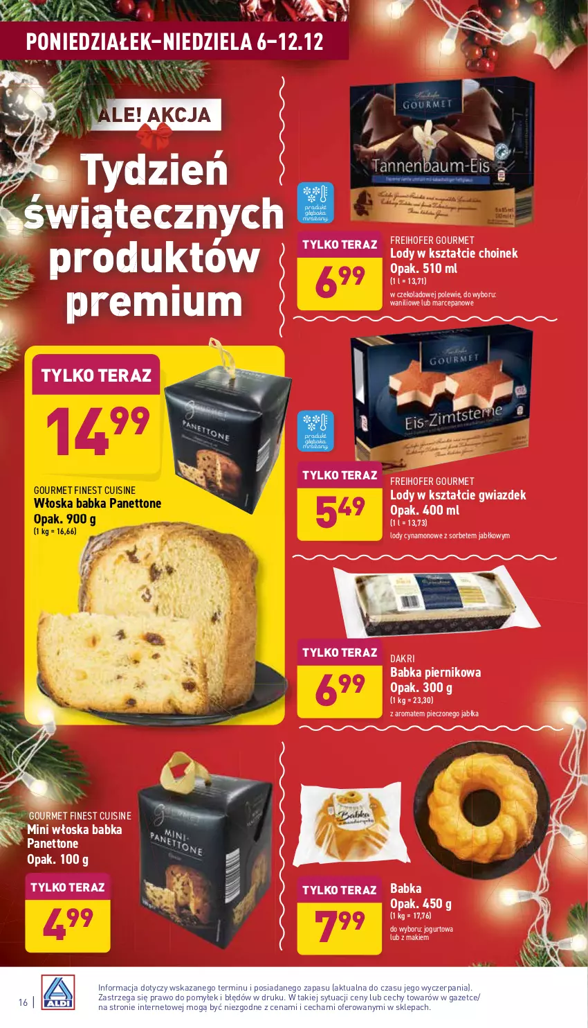 Gazetka promocyjna Aldi - ważna 06.12 do 12.12.2021 - strona 16 - produkty: Babka, Freihofer Gourmet, Jabłka, Jogurt, Lody, Piec, Piernik, Tera