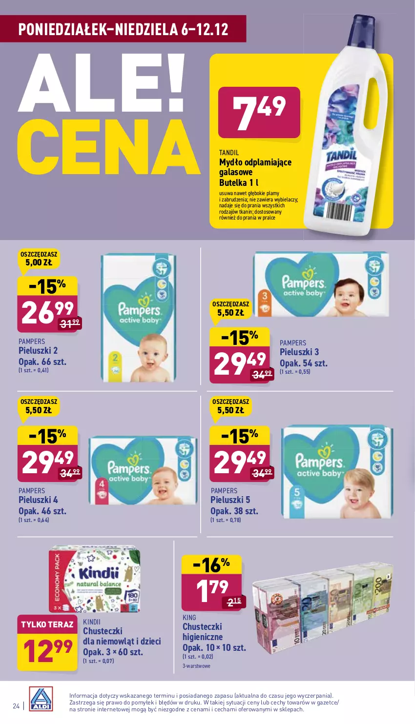 Gazetka promocyjna Aldi - ważna 06.12 do 12.12.2021 - strona 24 - produkty: Chusteczki, Dzieci, Gala, Kindii, Mydło, Pampers, Tera