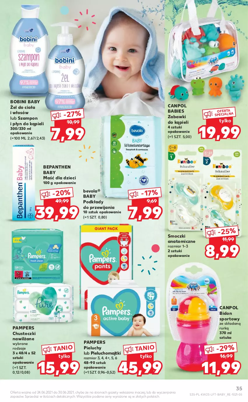 Gazetka promocyjna Kaufland - OFERTA TYGODNIA - ważna 24.06 do 30.06.2021 - strona 35 - produkty: Atomic, Bepanthen, Canpol, Chusteczki, Dzieci, Majtki, Pampers, Pieluchomajtki, Pieluchy, Płyn do kąpieli, Podkład, Por, Sport, Szampon