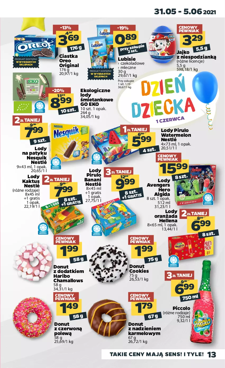 Gazetka promocyjna Netto - ważna 31.05 do 05.06.2021 - strona 13 - produkty: Algida, Avengers, Ciastka, Donut, Gin, Gra, Hama, Haribo, Hellena, Kaktus, LG, Lody, Lubisie, Melon, Nesquik, Nestlé, Oranżada, Oreo